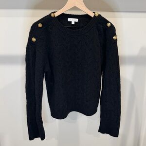 J. Crew Black Sweater with Gold Button Accents